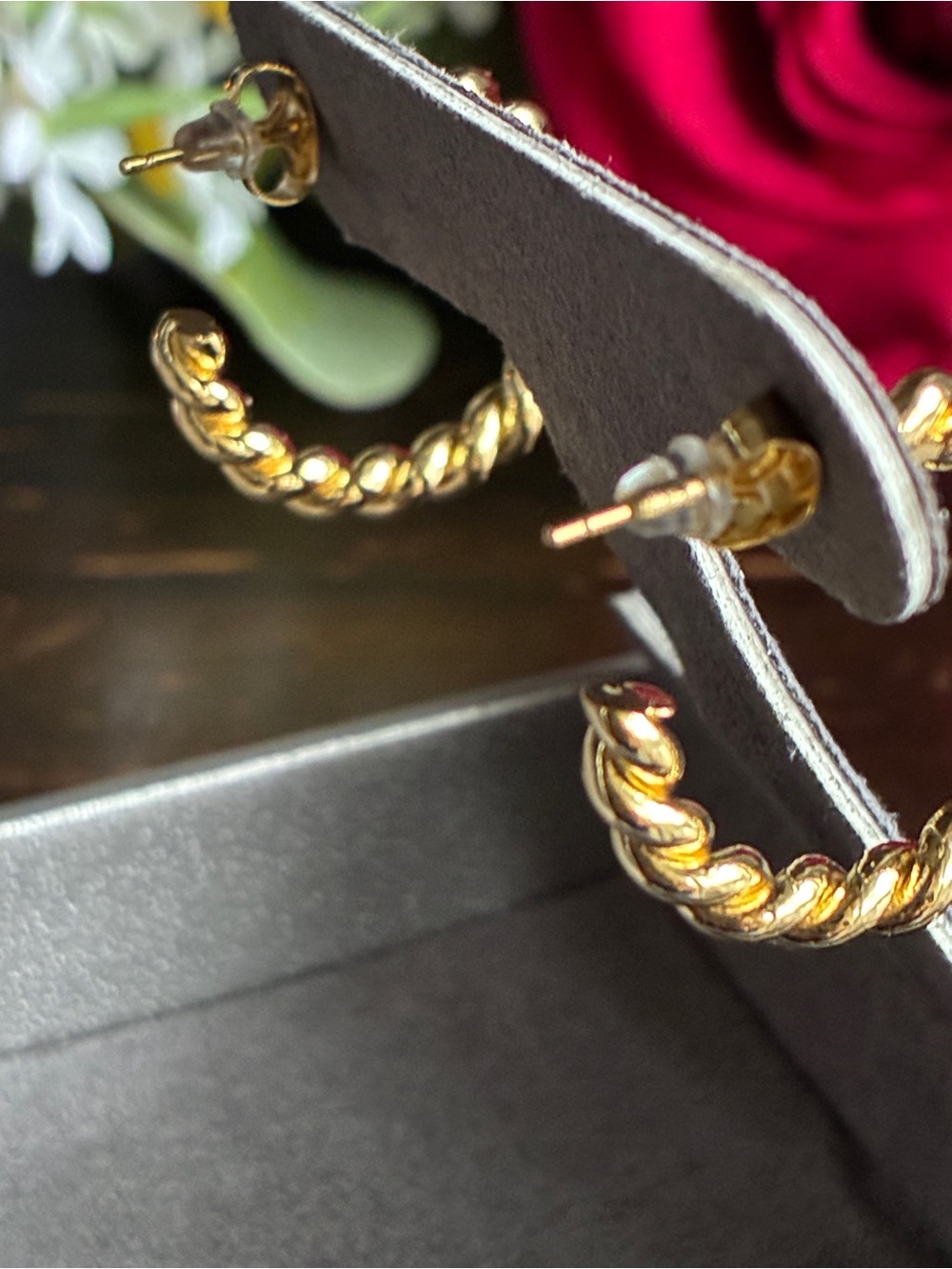 18K Gold-Plated Twisted Hoop Earrings - Gold - Picture 5 of 9